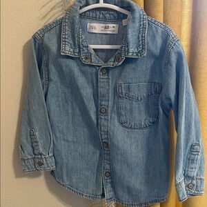 Zara 12-18 Light Blue Denim Shirt
